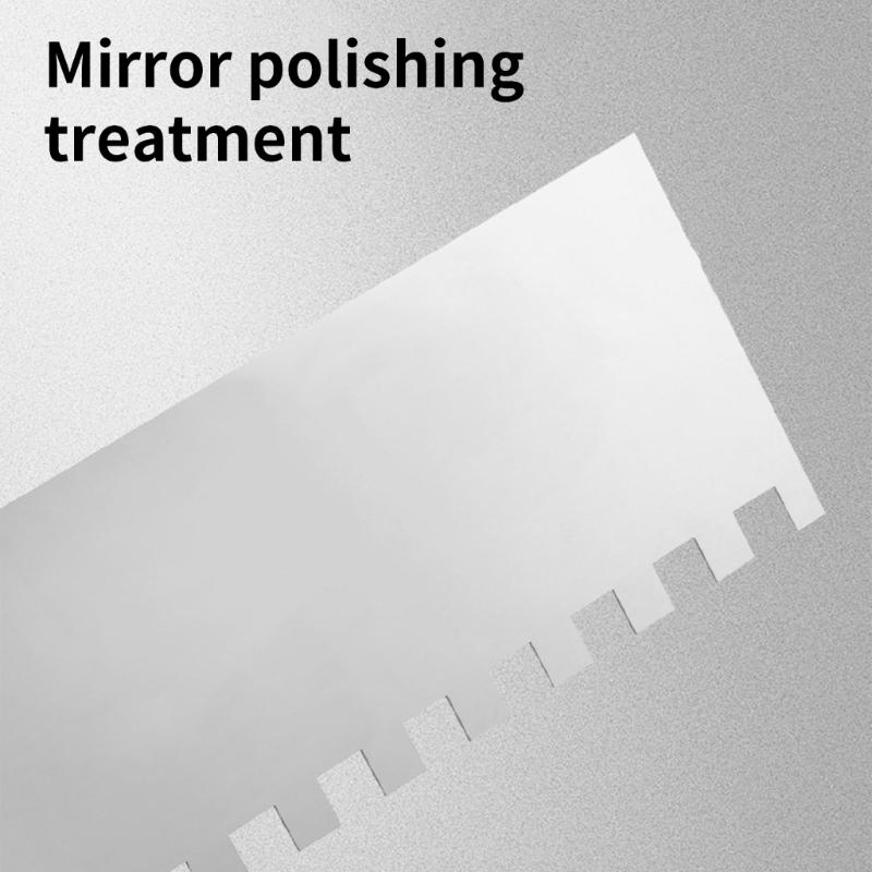 Tile Tool Stainless Steel Square Notched Flat Trowel Masonry Hand Kit for Wall Floor Tiling Installation