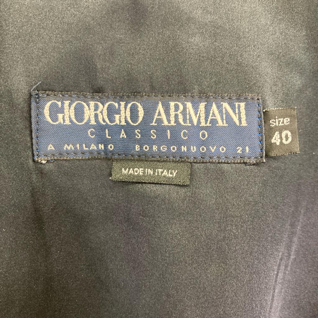 Giorgio Armani Black Navy Tag Leather Collarless Zip Jacket Jacket 40 blackUsed