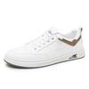Fashion 2025 Men Classic White Leather Sneakers Minimalist Casual Shoes Soft Sole Breathable Lightweight Lace-Up Sneakers for Daily Wear