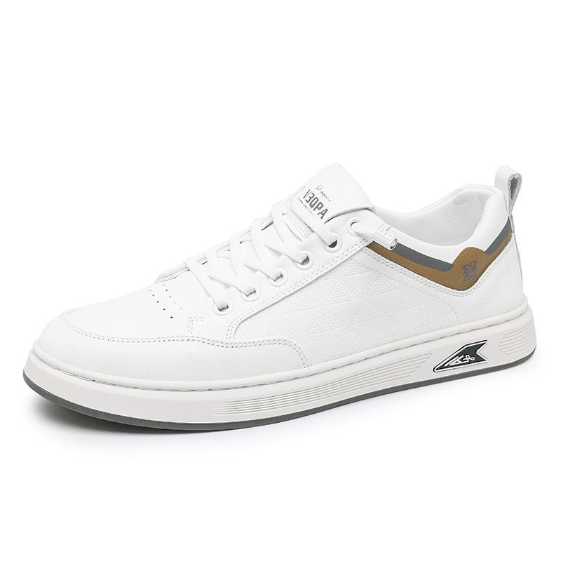 

Fashion 2025 Men Classic White Leather Sneakers Minimalist Casual Shoes Soft Sole Breathable Lightweight Lace-Up Sneakers for Daily Wear 44 белый