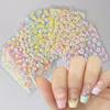 24pcs Flower With Nail Stickers Set 3D Nail Art Stickers Self-Adhesive Assorted Patterns Blossom Manicure Decoration