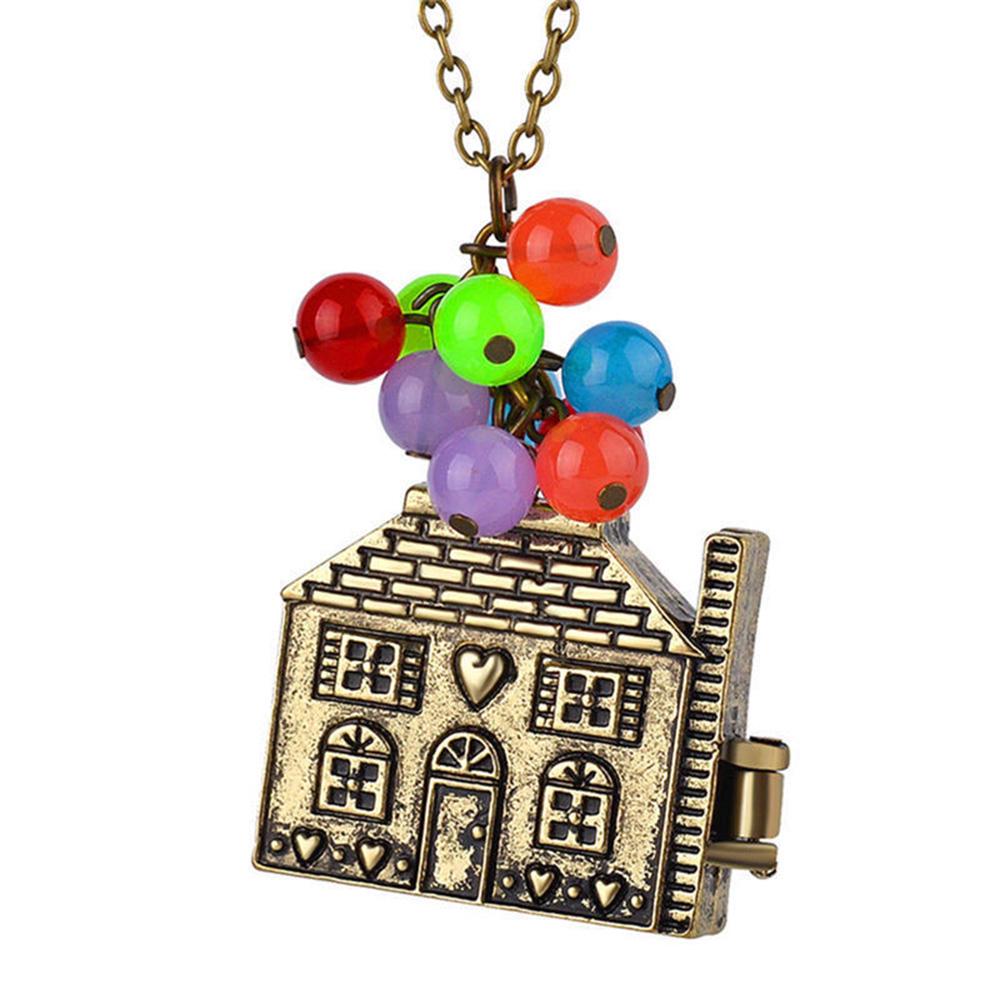 Family Decor Hot Air Balloon Pendant Necklace Cabochon Glass Vintage Bronze Chain Necklace Jewelry Handmade