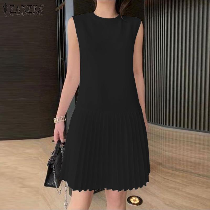 

ZANZEA женское летнее праздничное повседневное плиссированное платье без рукавов трапециевидной формы M