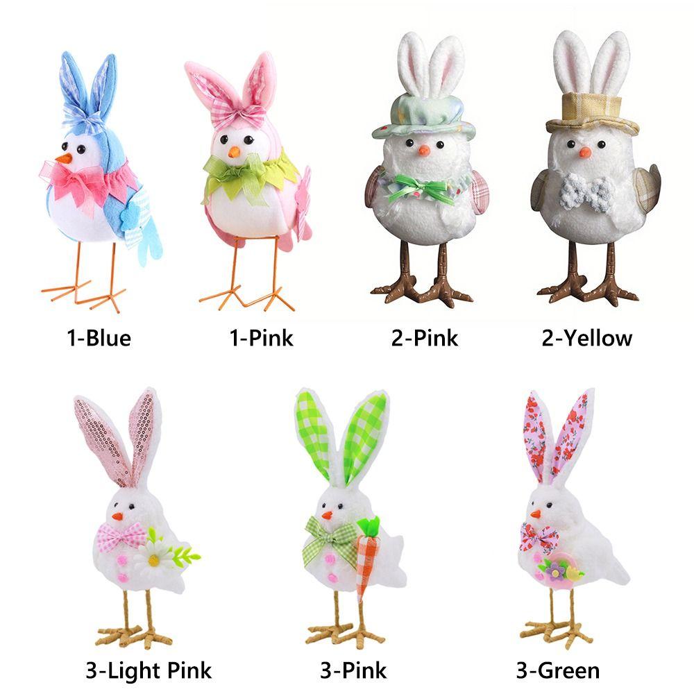 Multicolor Easter Bird Doll Flower Fairy Elf Plush Bunny Ear Bird Doll Spring Festival Supplies Cartoon Bird Doll Easter Party