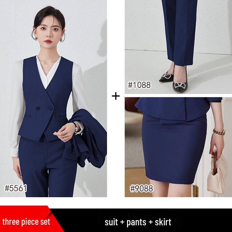 Women's 2024 Black Professional Sleeveless Vest & Pants Set for Hotel Manager