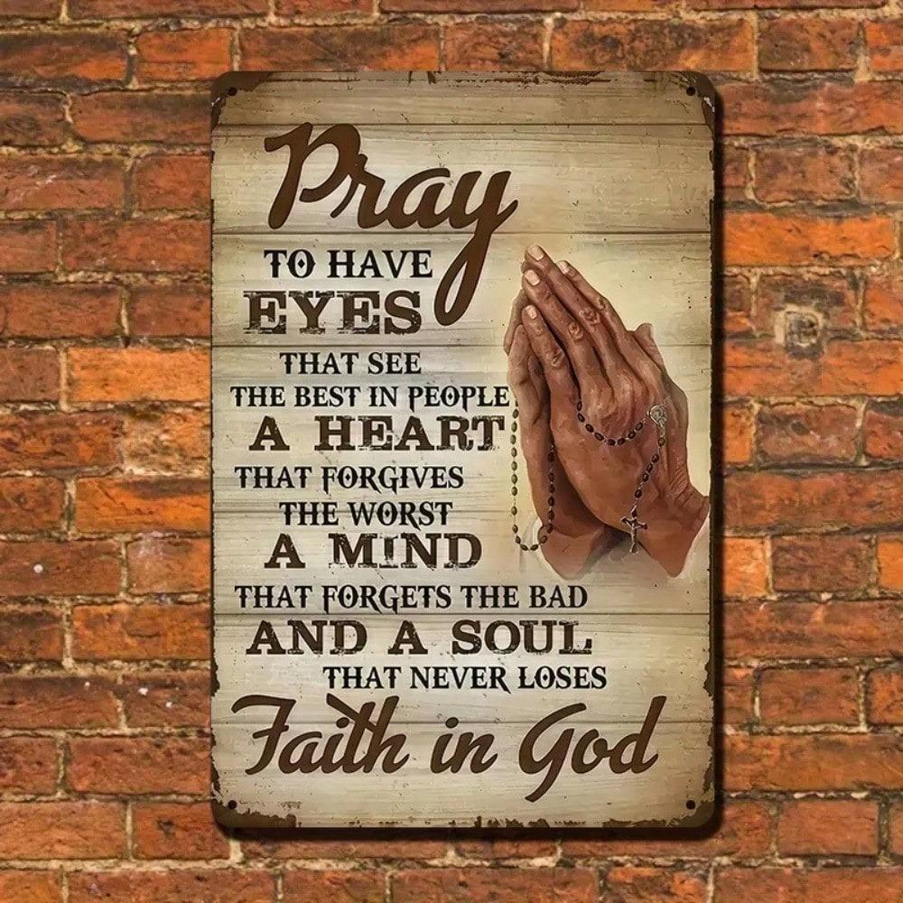 Vintage Metal Tin Sign Inspirational Quote Wall Decor Prayer Room