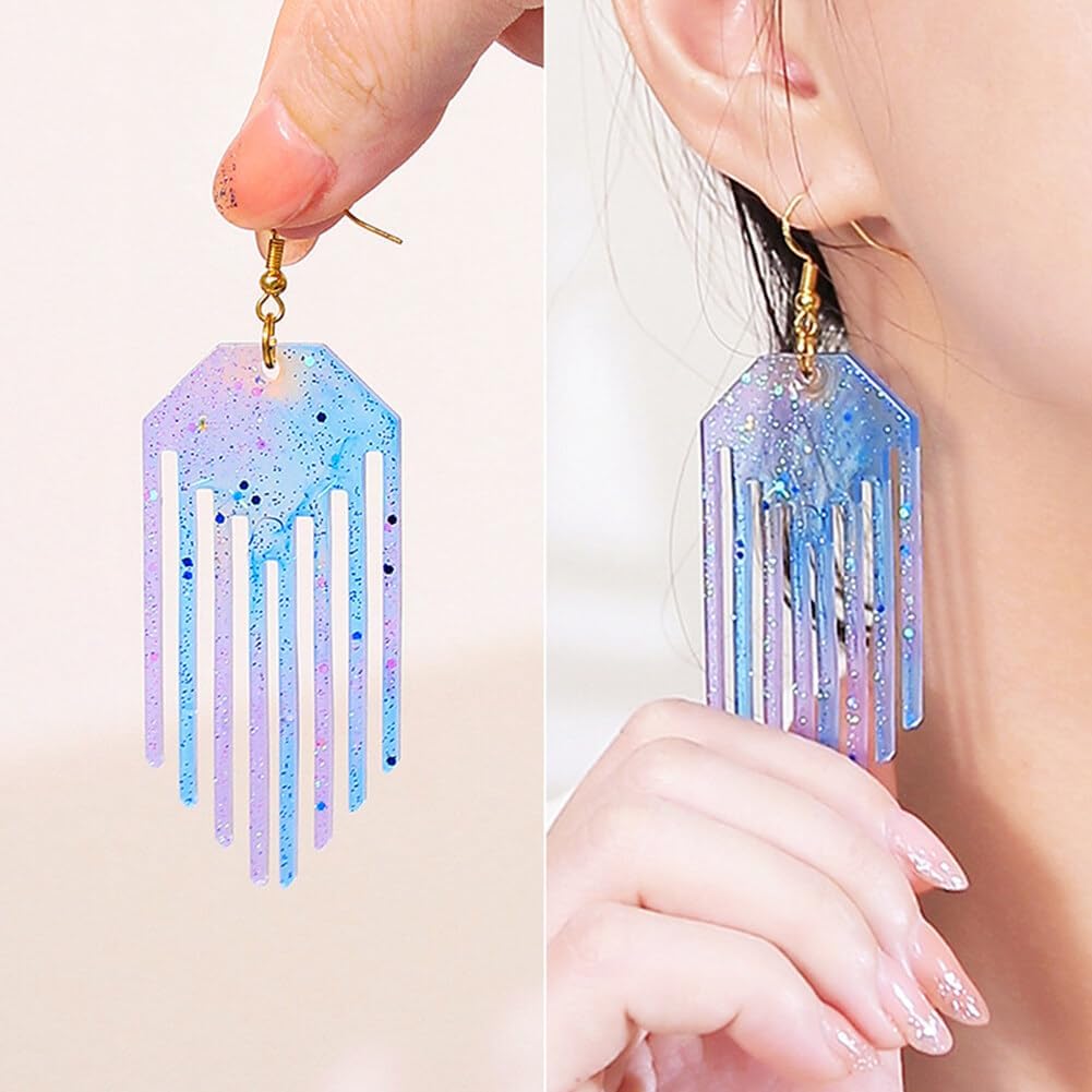 Geometric Earrings Mold Zcargel 4PCS Hollow Geometric Earrings Mold Casting Silicone Earring Resin Molds DIY Earring Mold for Jewelry Pendants