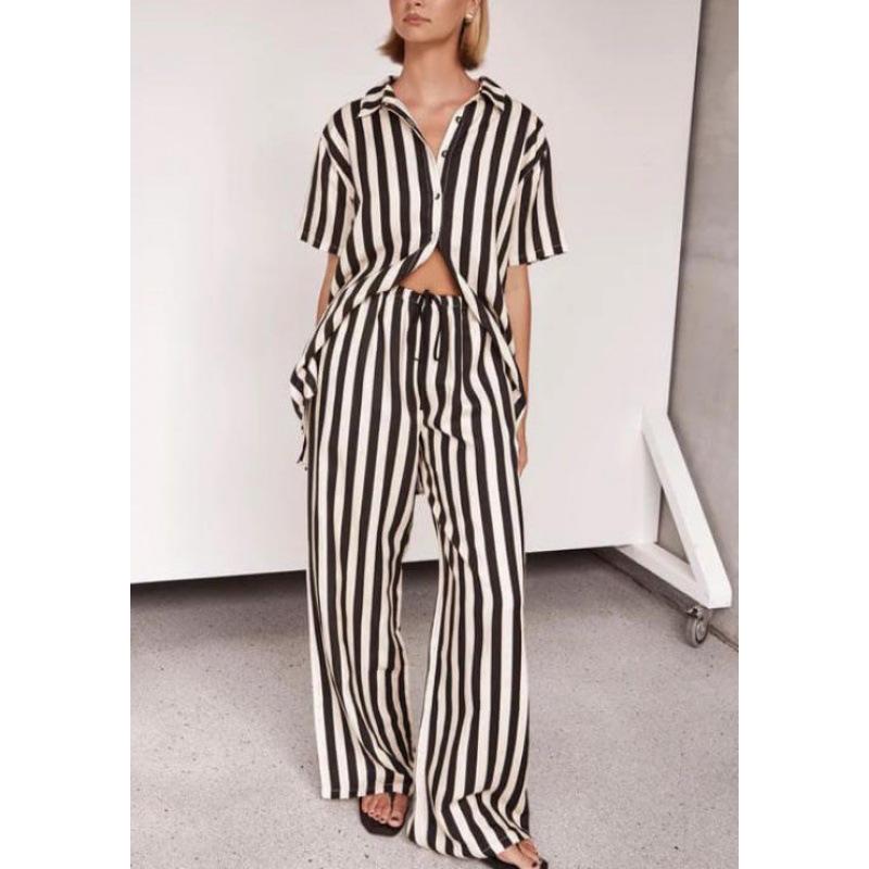 1116 Women's Christmas Fashion Set 1D Printed Autumn Casual Wide Leg Pants Cardigan Shirt