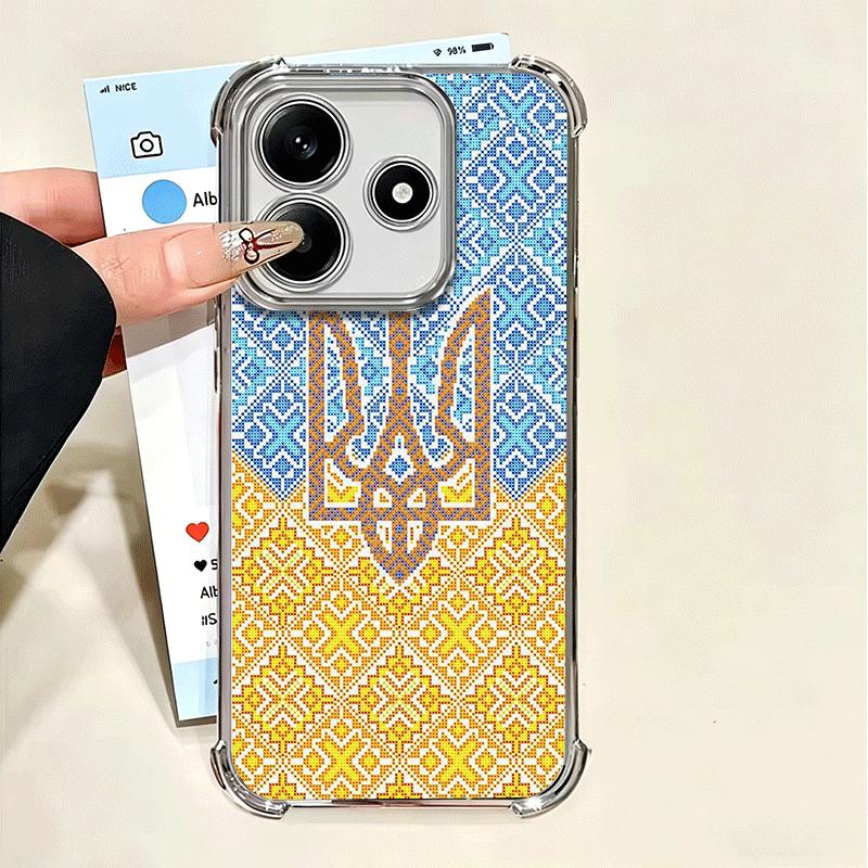 Ukraine Aesthetic Plating Phone Case For Xiaomi Poco X5 X6 X7 X8 Pro Max F8 Ultra F7 M8 M7 M5S Redmi 15C 15 14C 13C 13 X3 12C F6