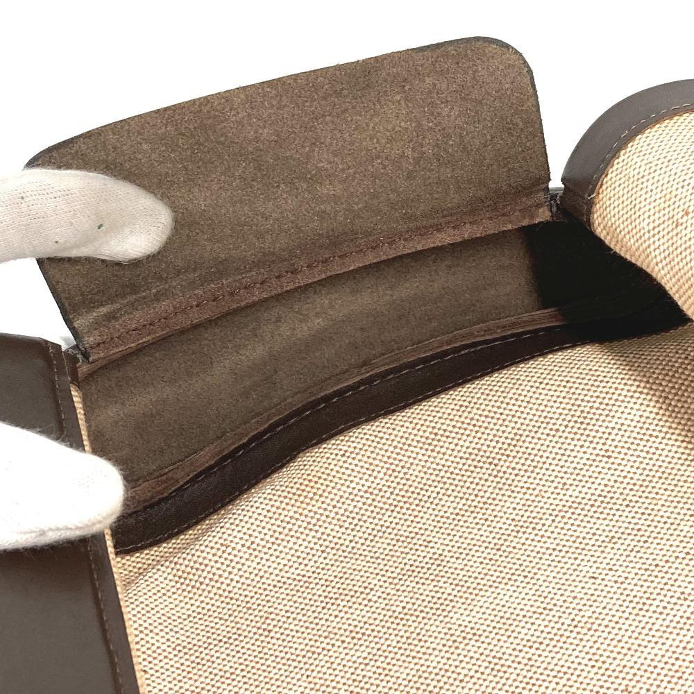 Hermes Equi Pouch Flap Bag Clutch Bag Leather/Canvas Beige/Brown