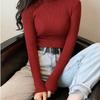 For Autumn and Winter, Wear A Fitted Long-sleeved Semi-high-neck Knitted Sweater As A Student Top