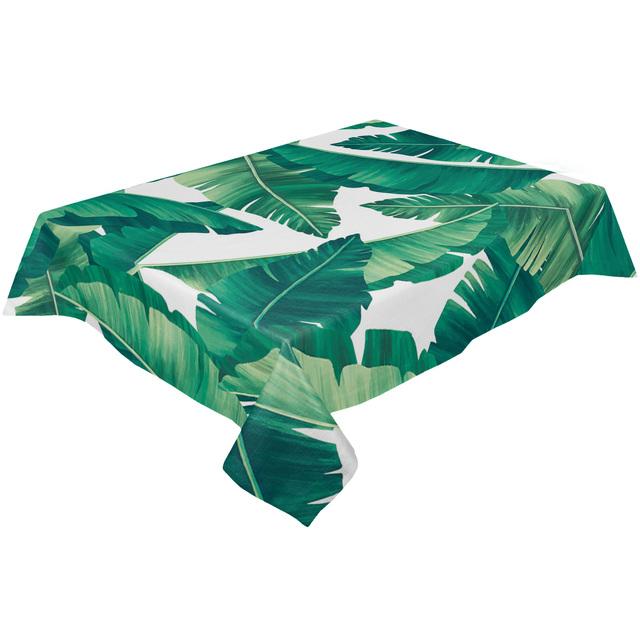 Față de masă rezistentă la apă, frunze de plante tropicale de banane, decorațiuni de nunta
