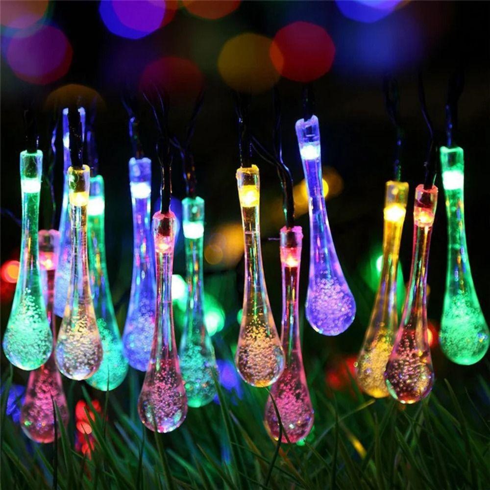 Water Drop LED Solar String Lights Waterproof Xmas Tree Lights  Home