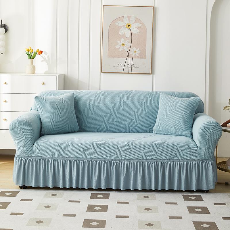 1Pcs  Jacquard Elastic Sofa Cover With Skirt All-Inclusive Sofa Cover for Living Room 1/2/3/4 Seater