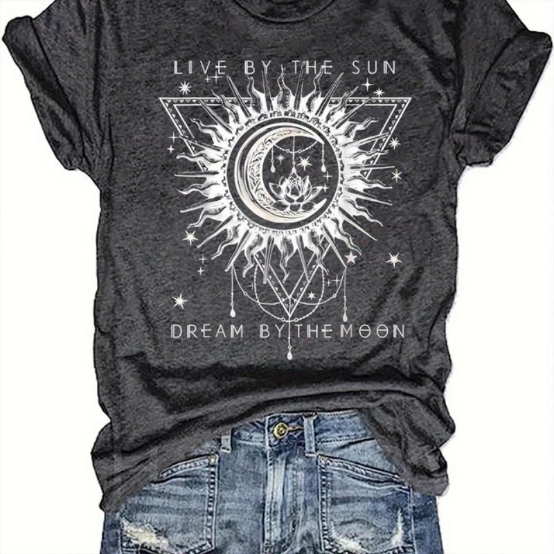 Women's T-shirt Planet Pattern Printing Trendy Large Size Clothing Round Neck Short Sleeve Loose Top Women's Party T-shirt