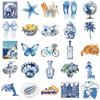 50-Piece Blue Cartoon Sticker Set for DIY Phone Cases, Notebooks, and Water Bottles