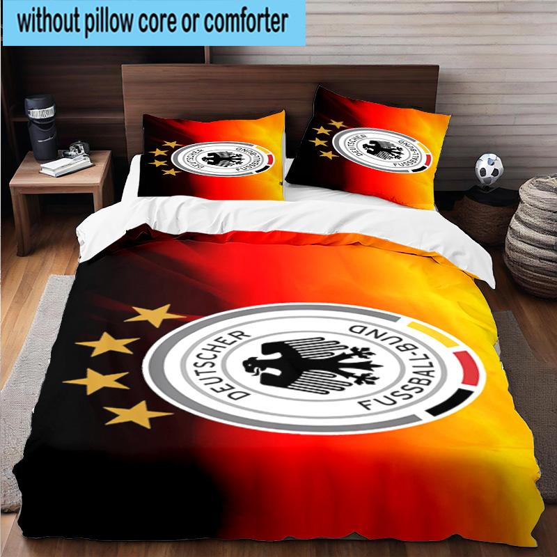 3pcs Germany Football Emblem Printed Bedding Set Duvet Cover Closure Includes 1 Duvet Cover & 2 Pillowcases Bedding Sets Home Decor Gifts