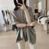 Loose Plus Size Cotton Raglan Sleeve Pullover - Five-Sleeve Summer Top