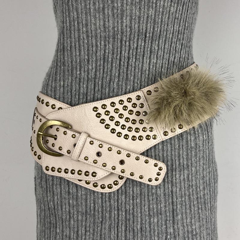 New Fluffy Belt, Fluffy Wide Belt, Riveted Punk Millennium Spice Girl Belt, Subculture Light Waist Strap