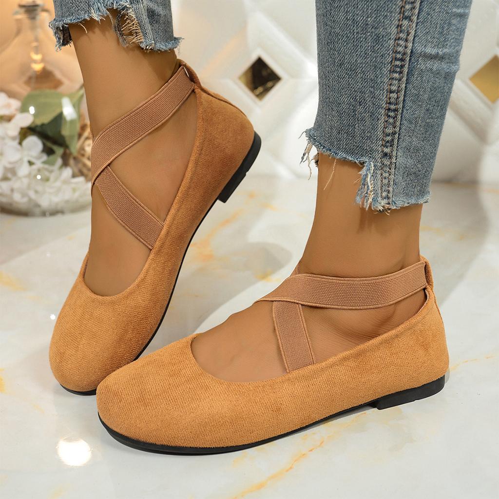Women Summer Round Toe Flat Casual Sneakers Slip On Lightweight Breathable Sport Shoes with Elastic Strap for Daily Wear