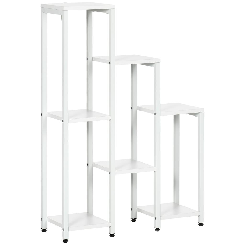 Supporto per Fiori, Supporto per Piante, 7 Livelli, per Aree Interne ed Esterne, Acciaio, Bianco, 65 x 23 x 94,5 cm