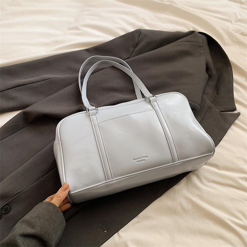 Latest Fashion Shoulder Bags for Women Soft PU Leather Solid Color Large Capacity Bowling Boston Bag Designer Handbag