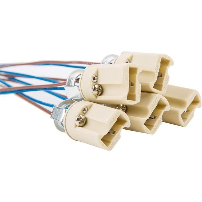 ODETOJOY 5 piezas Portalámparas G9 0,75 mm² Cables de silicona/LED/CFL/Lámparas halógenas Conector de zócalo de cerámica,Cerámica