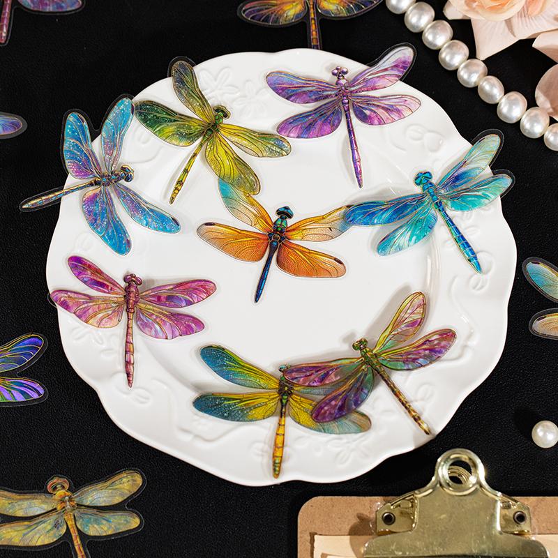 20 Pcs Kawaii Dragonfly Aesthetic Decorative Sticker Pack Scrapbooking Stickers Material Diary Phone Planner Journal Supplies