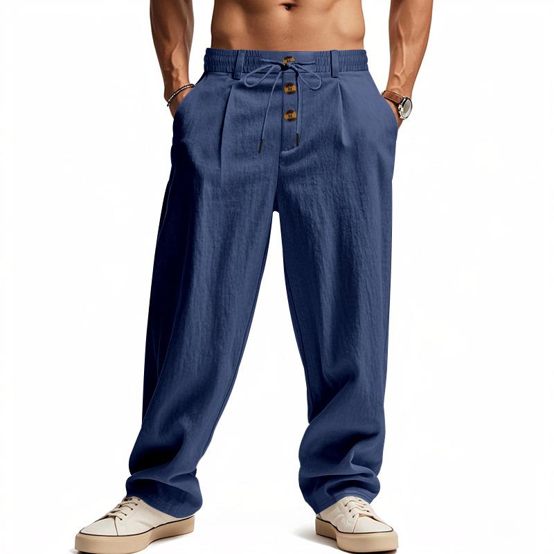 Spring/Summer New Season Men's Breathable Cotton-Linen Blend Relaxed-Fit Casual Sports Trousers