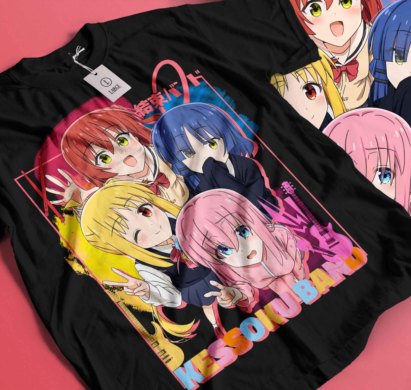 Bocchi the Rock Kessoku Band Unisex Black T-Shirt Mens Womens Tees Top Anime Manga 395 M