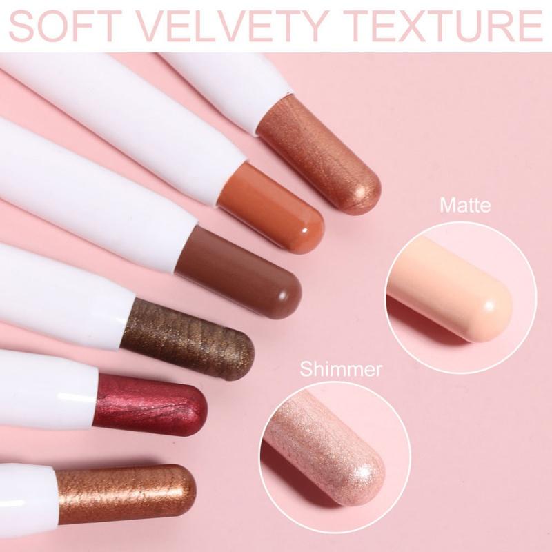 

6 наборов матовых перламутровых светлых водостойких теней для век.