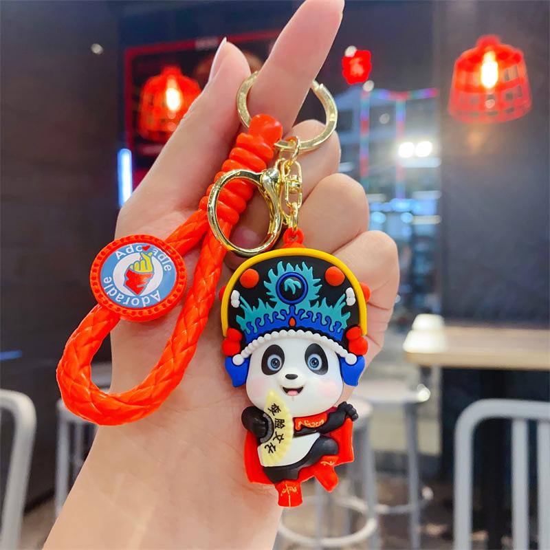 New Cartoon Guochao Opera Panda Cute Doll Keychain Bag Pendant Car Key Chain Gift