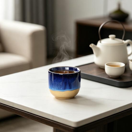 Handmade Handleless Ceramic Mug for Hot Cold Drinks 150ml Rustic Stoneware Coffee Tea Cup Easy To Clean Unique Gift for Tea Coffee Lovers