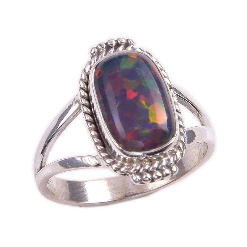 Natural Ethiopian Opal Gemstone Handmade 925 Solid Sterling Silver Ring S.8 B1n79