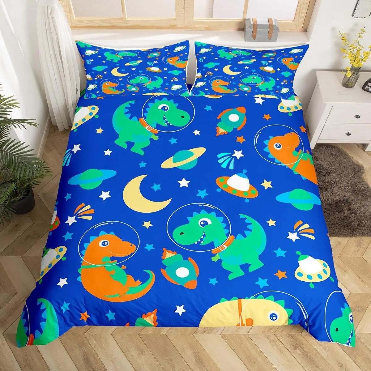 

Kawaii Dinosaur Duvet Cover Queen Size for Kids, Cute Colorful Cartoon Soft Comforter Covers with Zipper Closure Bedroom Bedding EU Single(135x200cm)
