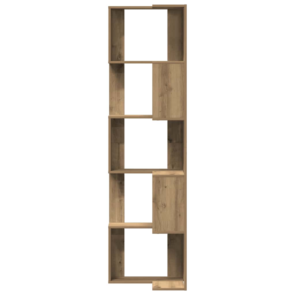 Corner Bookshelf 5 Shelves Artisan Oak Finish 50x50x179 Cm Particleboard