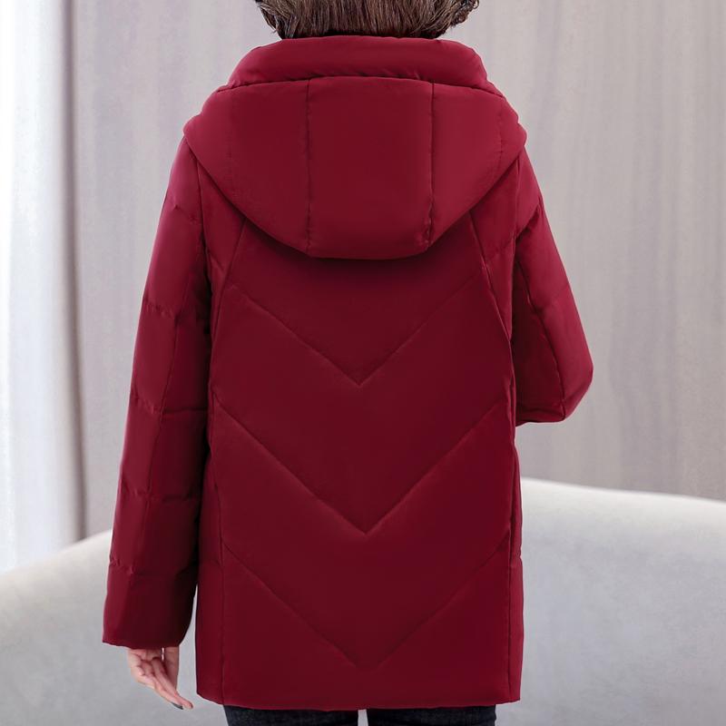 Middle Age Women's Down Coats Winter Vintage Parkas Hooded Plus Size Elegant Loose Thick Warm Down Jackets Woman Outerwears