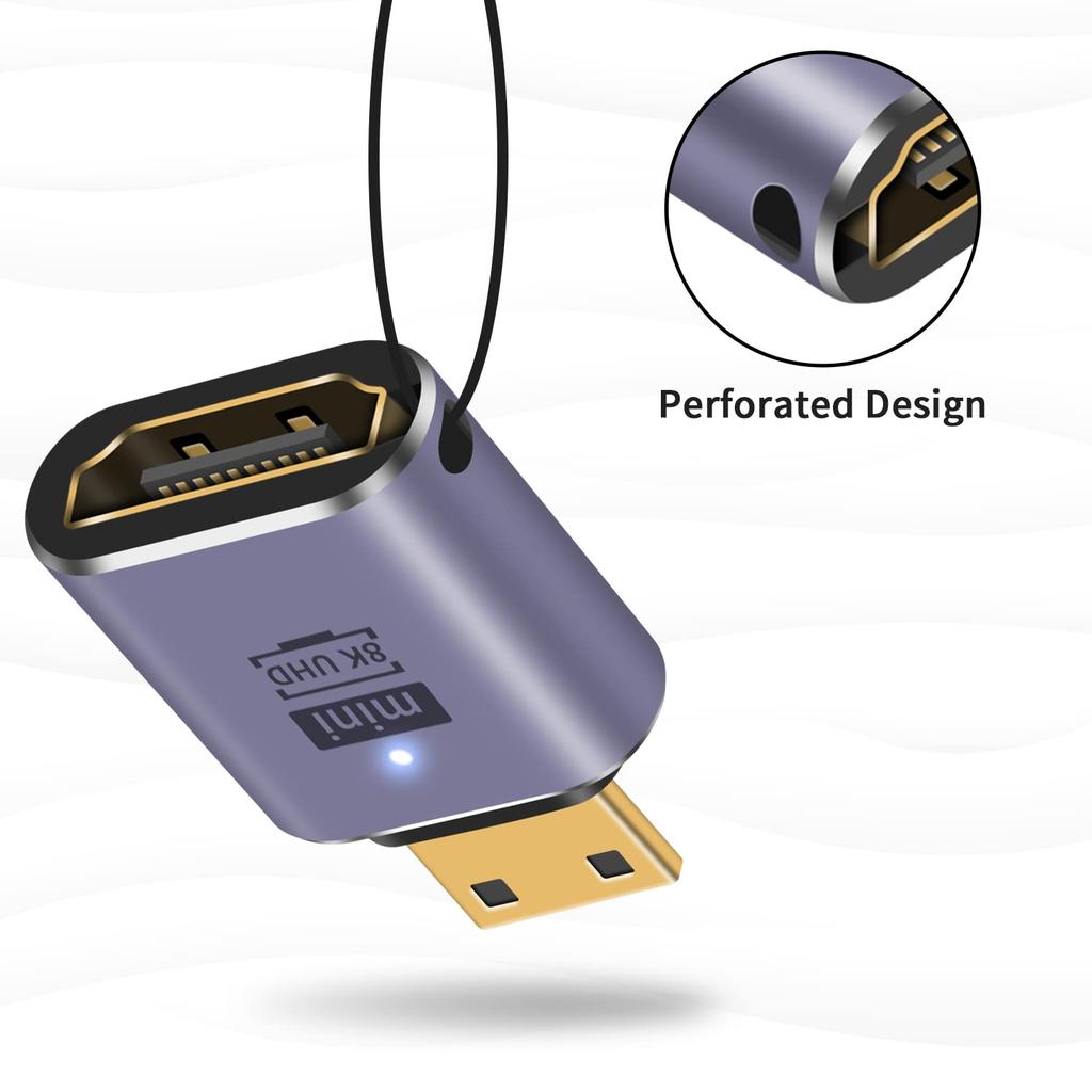 Poyiccot Mini HDMI do HDMI Adapter Konwersyjny 48Gbps Konwersja HDMI Standard Mini HDMI Męski na Żeński Konwerter Adapter Przedłużający Kompatybilny z 1