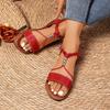 New Style Round Toe Flat Sandals Summer Fashion Solid Color Round Head  Ankle Buckle Comfortable Casual Sandals for Women