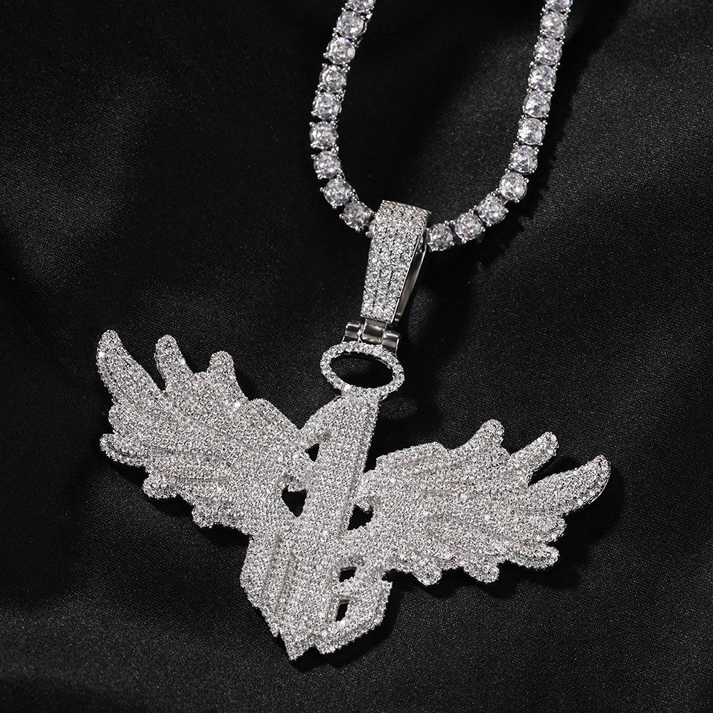 Trendy Hip Hop Men's Necklace: Big Wing Pendant with Copper and Zircon