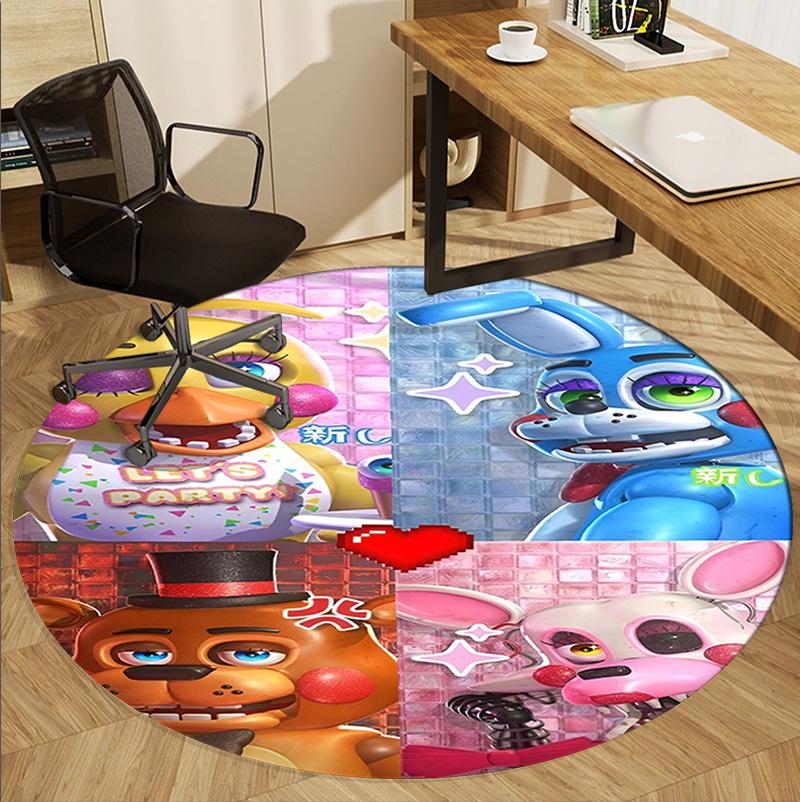 Five Nights at Freddy's Pattern Round Rug, Indoor/Outdoor Mat, for Picnic, Gameroom, Bedroom, Office, Living Room, Home Decor Carpet, Birthday Gift