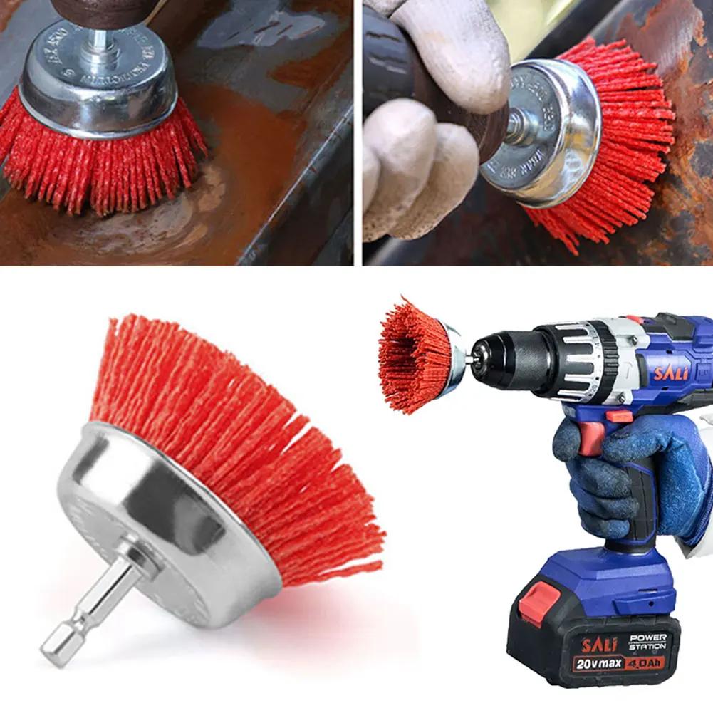 Nylon Filament Abrasive Cup Brush Polishing Brush Set Rust Removal Paint Repair DIY Home Craftsmen Power Drill Brush Attachments
