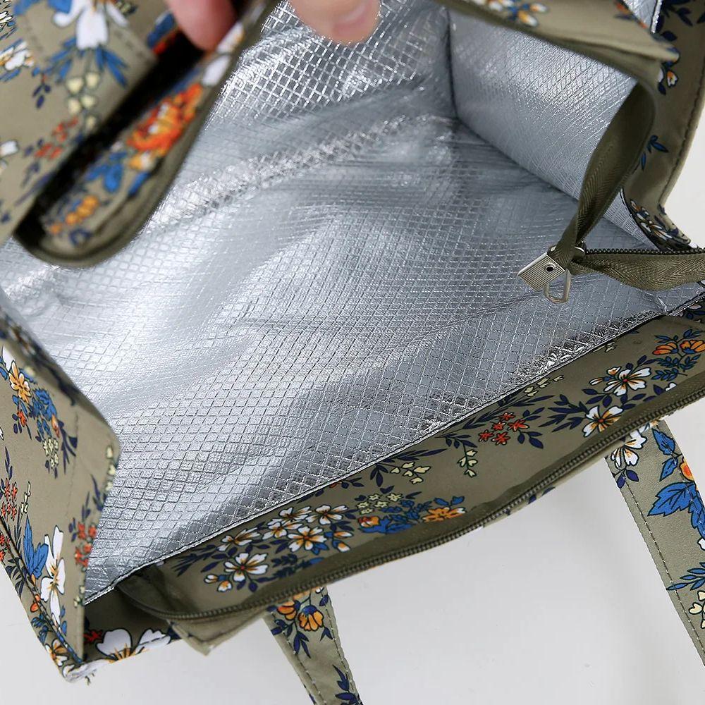 New Style Nylon Printing Thickened Large Capacity Handbag, Work Portable Zipper Semi-closed Lunch Box Storage Bag, Bento Bag