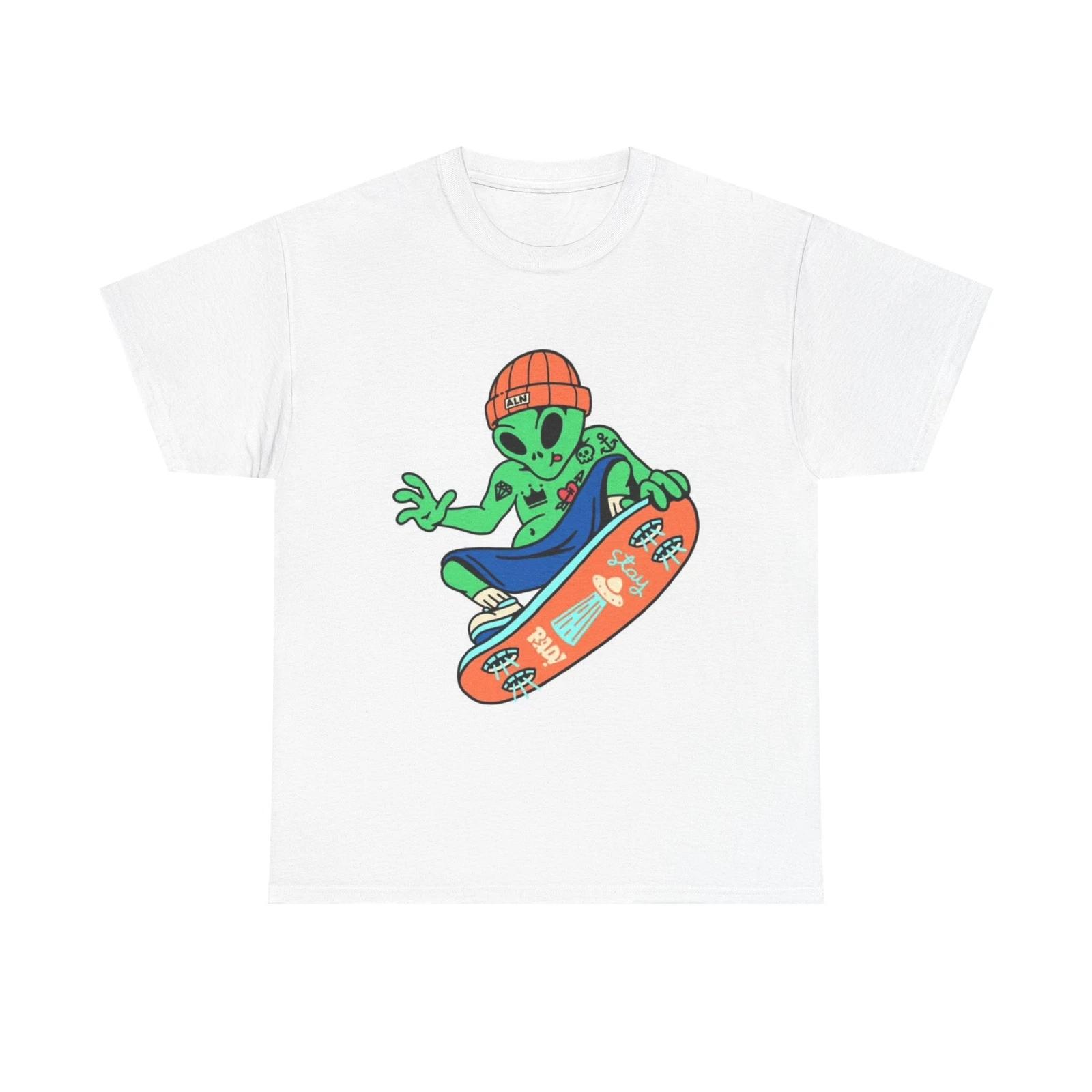 Men s and Women s T-shirts Skating Alien Retro S