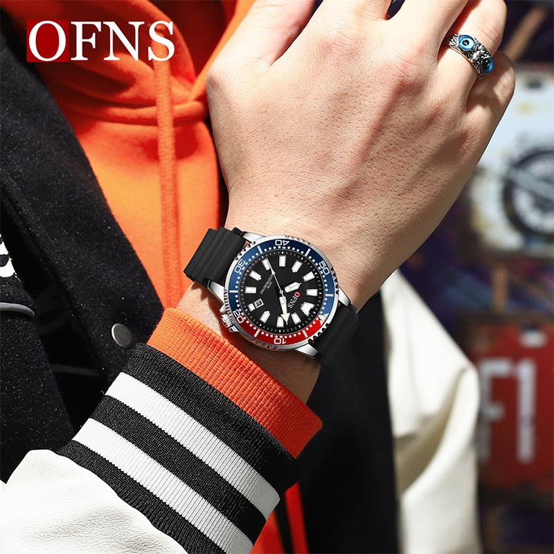 Men's Quartz Watch Calendar Luminous Sports Rubber Strap Waterproof Casual Cool Wristwatch Male Clock Reloj Hombre