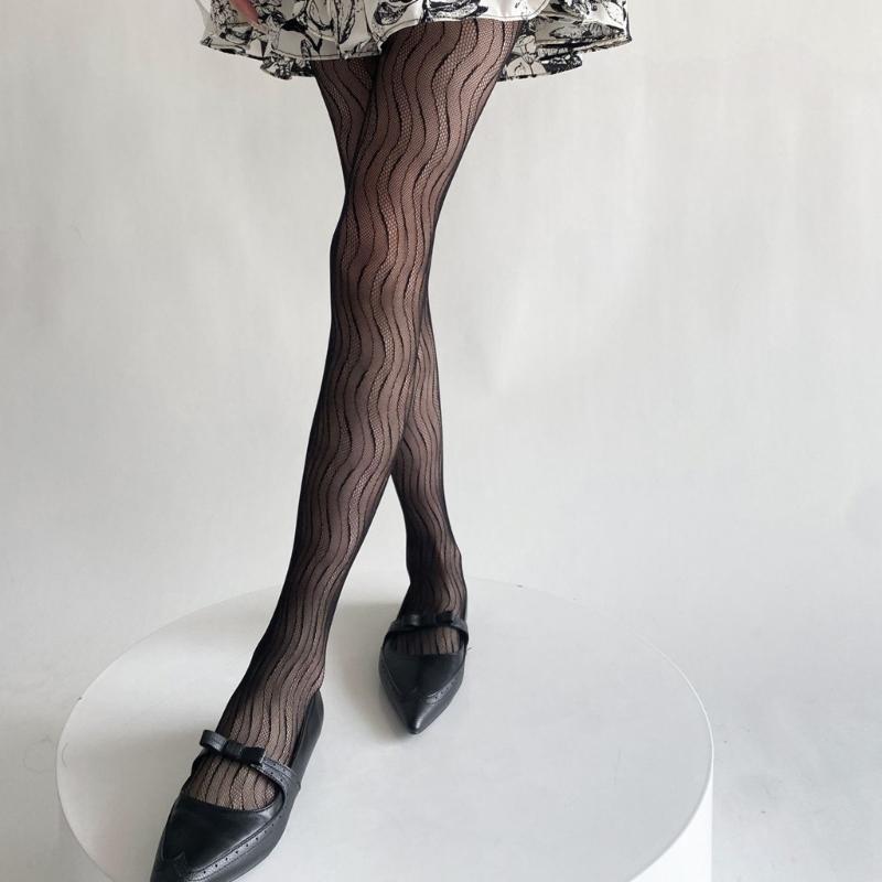 Women Lace Patterned Fishnet Tights High Waist Fishnets Leggings Net Stockings Pantyhose Thigh High Stockings Hosiery