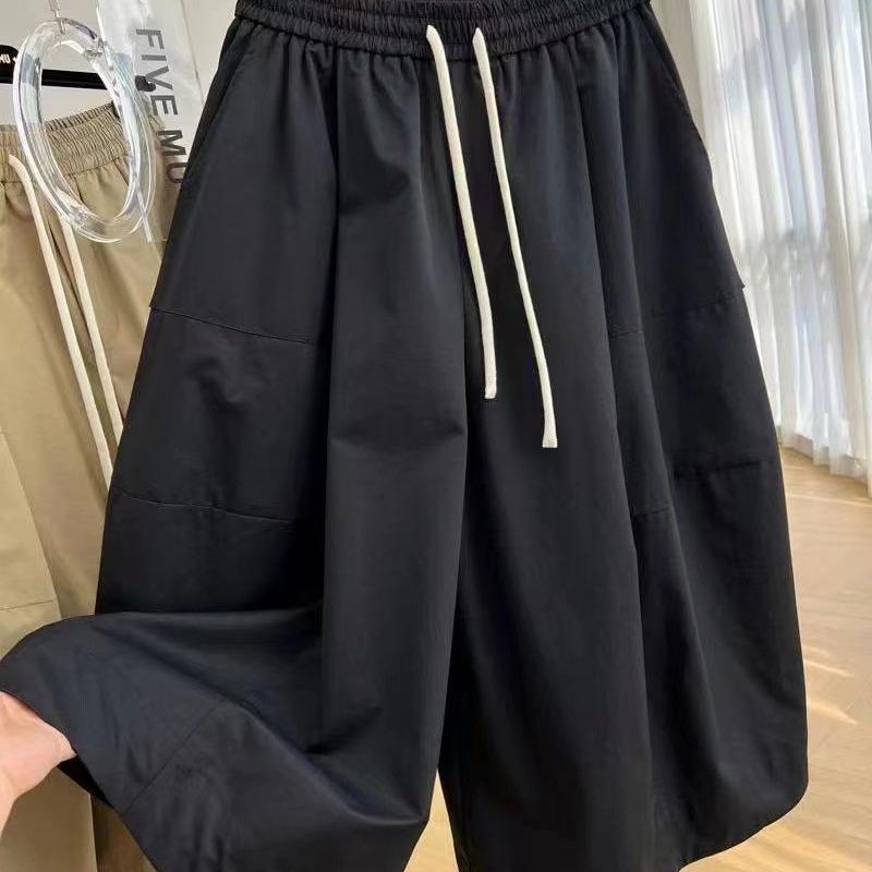 Plus Size A-line Wide-Leg Summer Pants for Women with Elastic Waist and Large Leg Opening