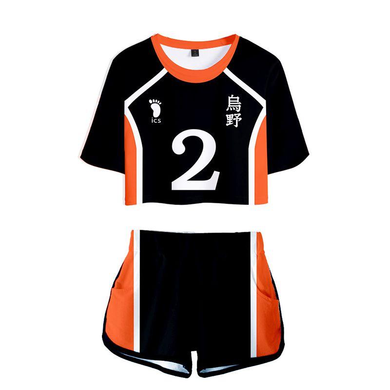 Vibrant Haikyuu Karasuno Nekoma High School 3d Printed Women Costume Comfortable Short Sleeve Tshirt And Shorts