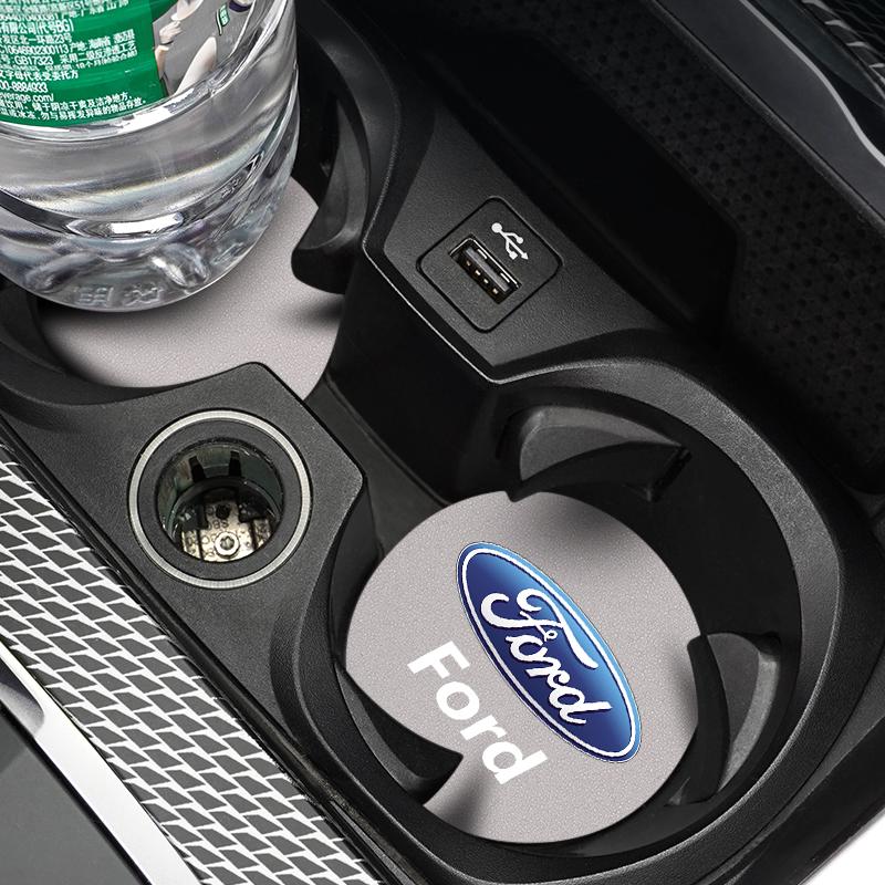 2Pcs Car Coaster Suede Mat Water Cup Anti-slip Pad Auto Interior For Ford Focus Fiesta Puma Ranger Kuga MK7 MAX F150 Mondeo