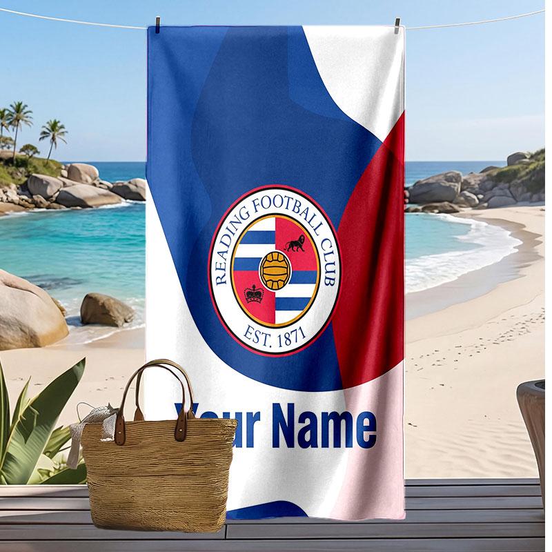 Reading FC Personalized Printed Beach Towel Soccer Logo Support Custom Name Text Absorbent Towel For Sport Travel Special Gift